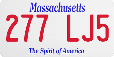 MA license plate 277LJ5