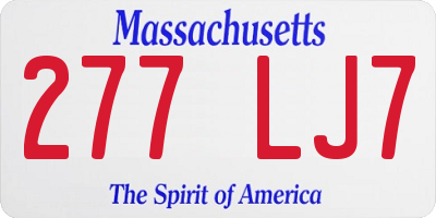 MA license plate 277LJ7