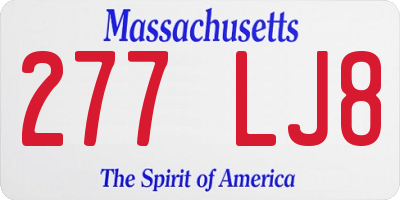 MA license plate 277LJ8