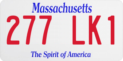 MA license plate 277LK1