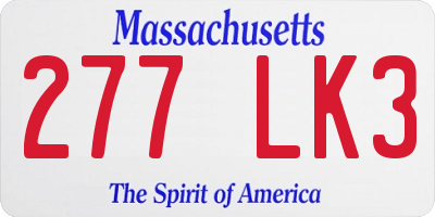 MA license plate 277LK3