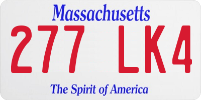 MA license plate 277LK4
