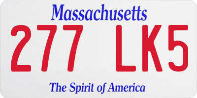 MA license plate 277LK5