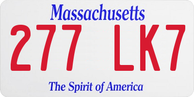 MA license plate 277LK7
