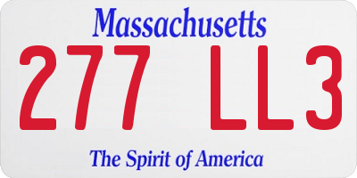 MA license plate 277LL3