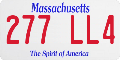 MA license plate 277LL4