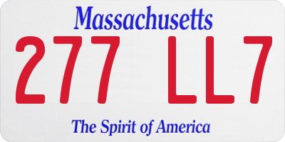 MA license plate 277LL7