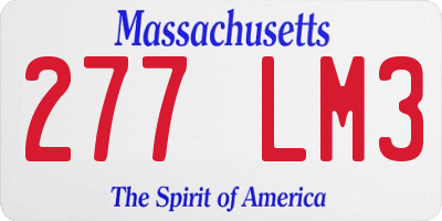 MA license plate 277LM3