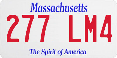 MA license plate 277LM4