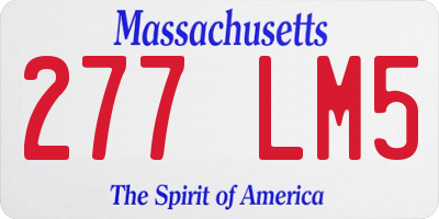 MA license plate 277LM5