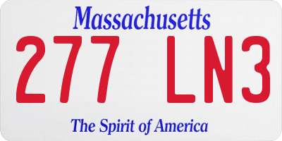 MA license plate 277LN3
