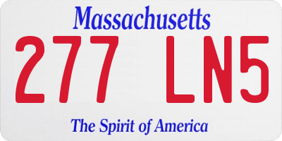 MA license plate 277LN5