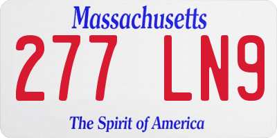 MA license plate 277LN9