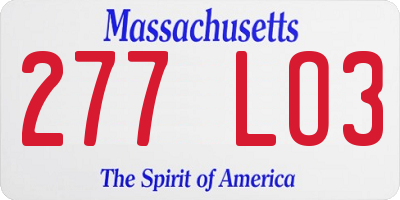 MA license plate 277LO3