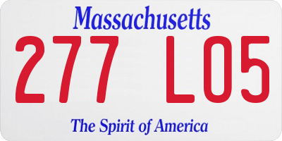 MA license plate 277LO5