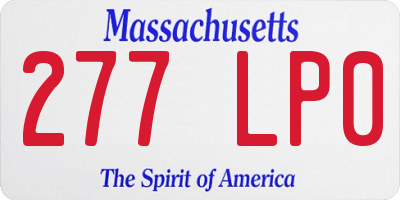 MA license plate 277LP0