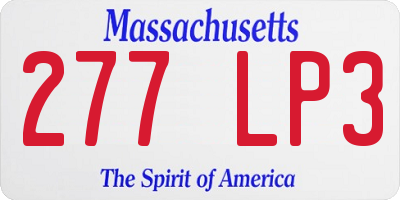 MA license plate 277LP3