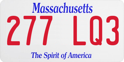 MA license plate 277LQ3