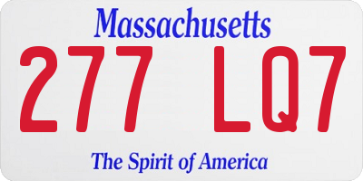 MA license plate 277LQ7