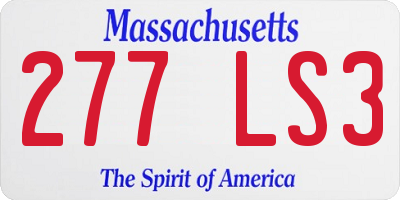 MA license plate 277LS3