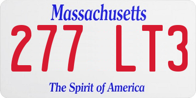 MA license plate 277LT3