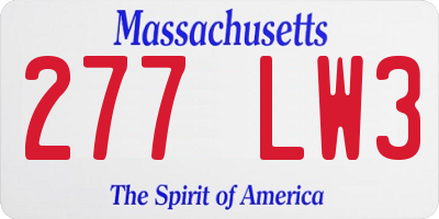 MA license plate 277LW3