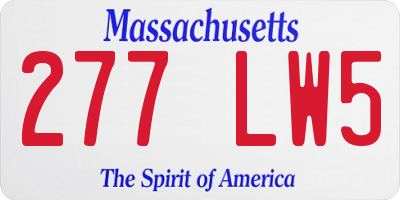 MA license plate 277LW5