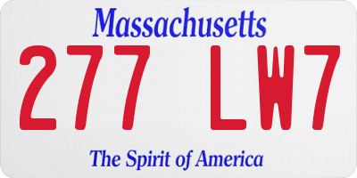 MA license plate 277LW7