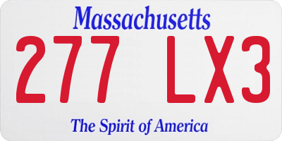 MA license plate 277LX3