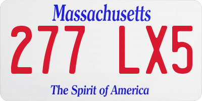 MA license plate 277LX5