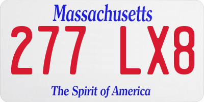 MA license plate 277LX8