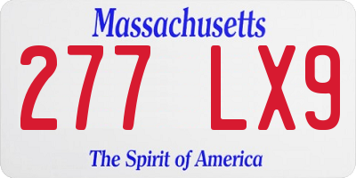 MA license plate 277LX9