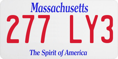 MA license plate 277LY3