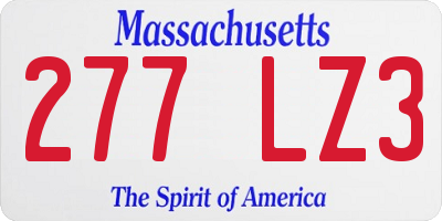 MA license plate 277LZ3