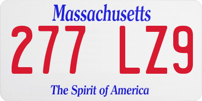 MA license plate 277LZ9