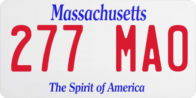 MA license plate 277MA0