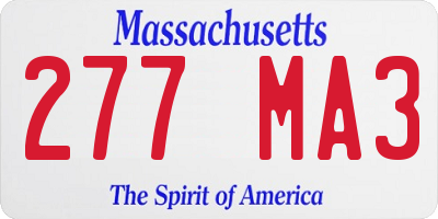 MA license plate 277MA3
