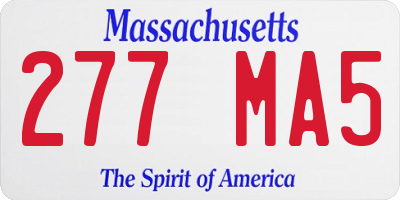 MA license plate 277MA5