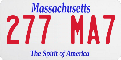 MA license plate 277MA7