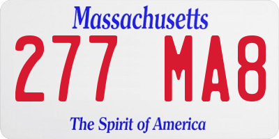 MA license plate 277MA8