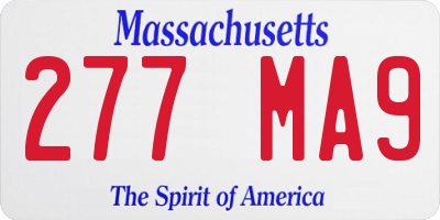 MA license plate 277MA9