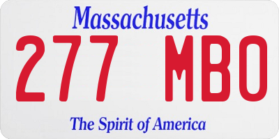 MA license plate 277MB0