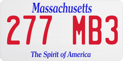 MA license plate 277MB3