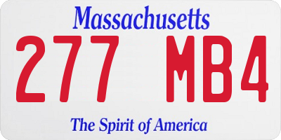 MA license plate 277MB4