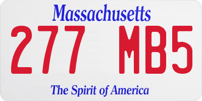 MA license plate 277MB5