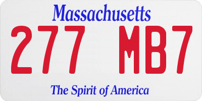 MA license plate 277MB7