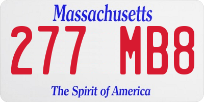 MA license plate 277MB8
