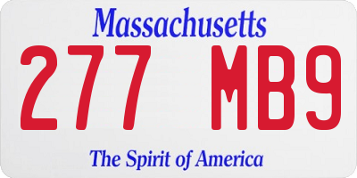 MA license plate 277MB9