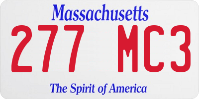 MA license plate 277MC3