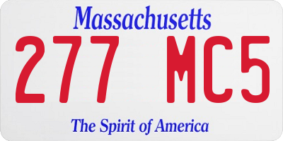 MA license plate 277MC5